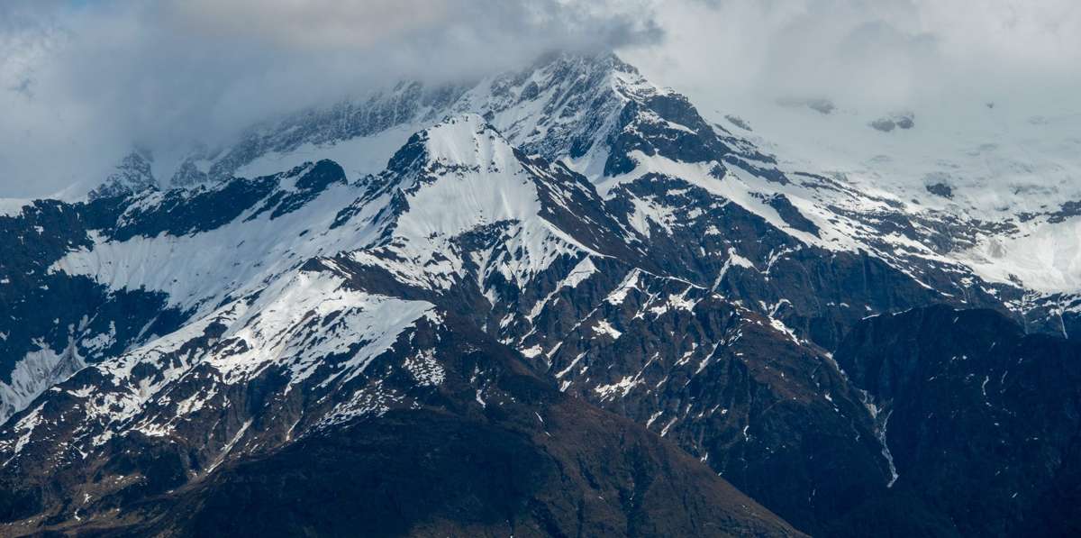 Snow-capped mountains of Mount Aspiring National Park from the air